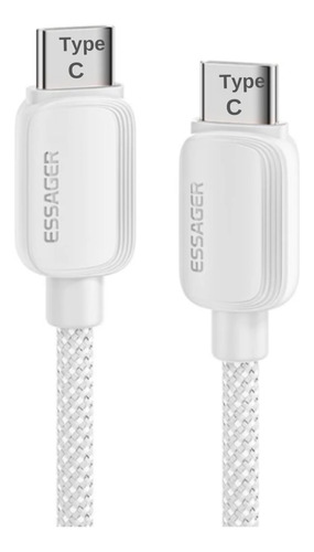 Cable Tipo C Essager 5A Carga Rápida 100W Para iPhone 15/ 15 Pro Max/ Macbook/ iPad/ Samsung/ Huawei - 1 Metro