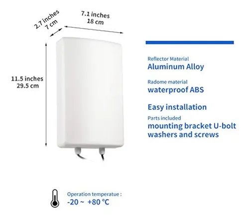 4G 5G LTE buitenantenne Mimo directioneel 698-2700 | 3300-4000 MHz versterking tot 18 dBi met SMA-stekker met TS9-adapter compatibel met 5G 3G 4G LTE routermodem met 2 x 10 m kabel