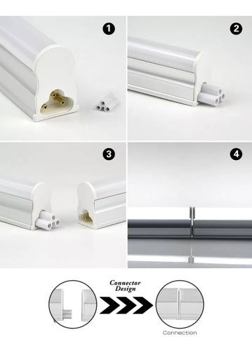 Pack 3 Tubos Led T5 Con Base Empavonado 18w 120cm Luz Fria
