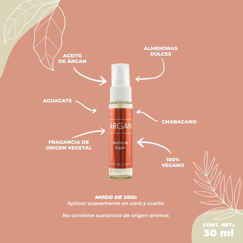 Aceite De Argan Tratamiento Facial Y Capilar 30ml Prettan