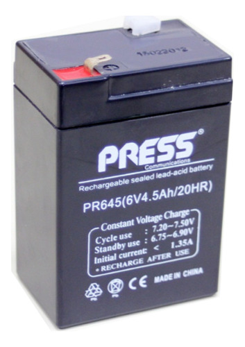 Bateria Gel De 6 Volt 4.5 Ah Press