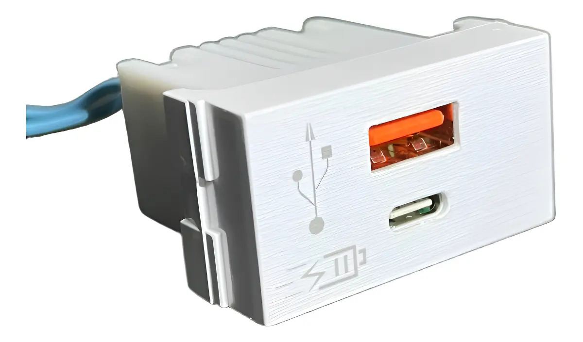 Modulo electronica argentina E00816 usb a usb c doble carga rapida linea jeluz platinum color blanco
