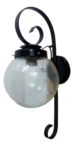 Aplique Globo Opal  De Hierro 1 Luz De Pared Exterior Inter