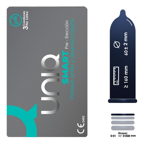 Condones Uniq Smart Sin Látex - Unidad a $3967