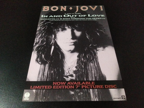 (bj001) Publicidad Bon Jovi In And Out Of Love Uk * 1985