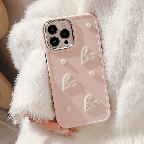Funda Iphone 13/14/15/16 Pro Y Pro Max - Diseño Pearl Rosa Claro Pearl 13/14