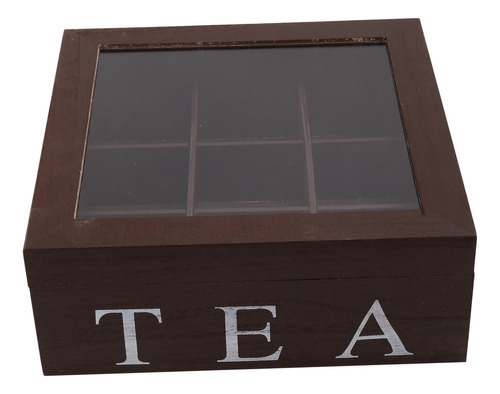 Caja De Té De Madera Con 9 Rejillas Para Guardar Bolsitas De