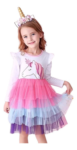 Vestido De Niña, Vestido De Unicornio, Manga Larga Clásica