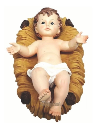 Niño Jesus Cuna Pesebre 23cm Poliresina 531-40095 Religiozzi