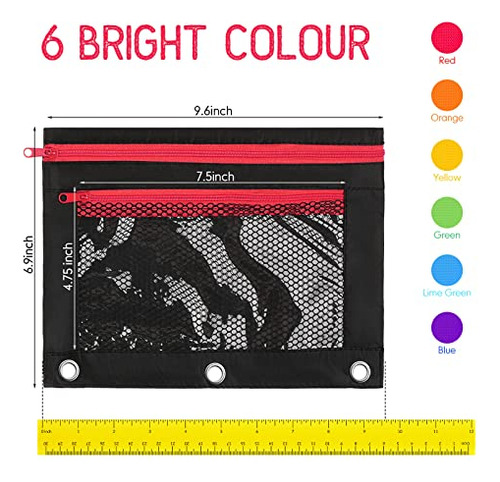36 Bolsas De Malla Colorida Para Carpeta De 3 Anillos