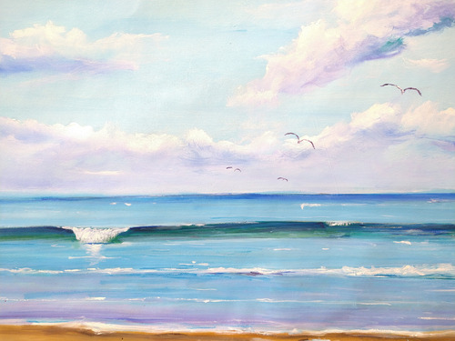 Cuadros Playas Mar Turquesa 70x110 Pintado A Mano