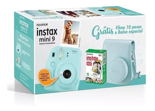 Kit Com Câmera Instax Mini9 Instantânea Fuji + Filme E Bolsa