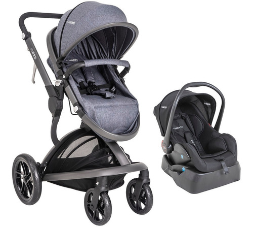 Carrinho Travel System Quantum + Bebê Conforto E Base Kiddo Marinho