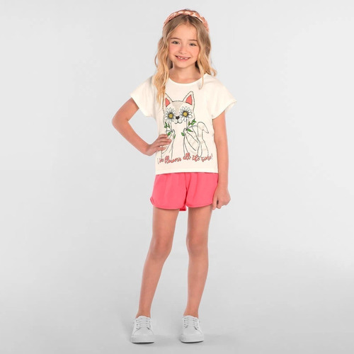 Conjunto Infantil Menina Roupa Bermuda Short Camiseta Verão