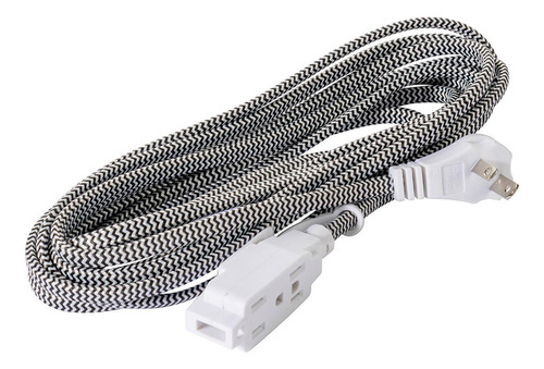 Extensión Eléctrica Trenzada Iusa Negro Con Blanco 16awg 5m