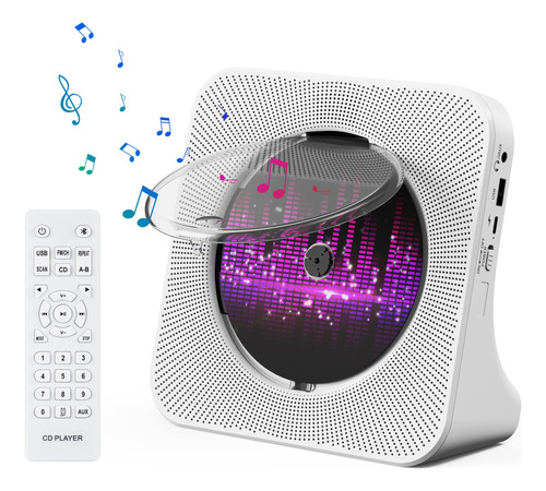 Reproductor De Cd Portátil Bluetooth Con Altavoces Música