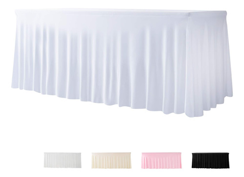 Falda Mesa Elastano Blanca Para Rectangular 6 Pie Mantel