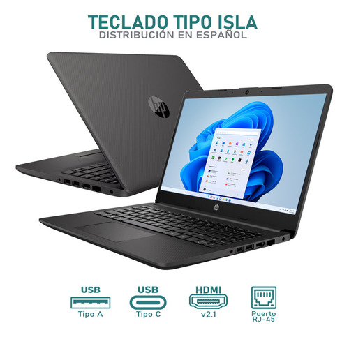 Laptop Hp 240r G9 De 14 Intel Core I5 8gb Ram 512gb Ssd W11 Gris Oscuro