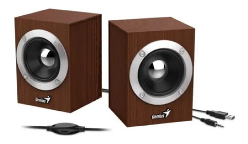 Parlantes Genius Sp Hf280 Usb 6w Madera Control De Volumen