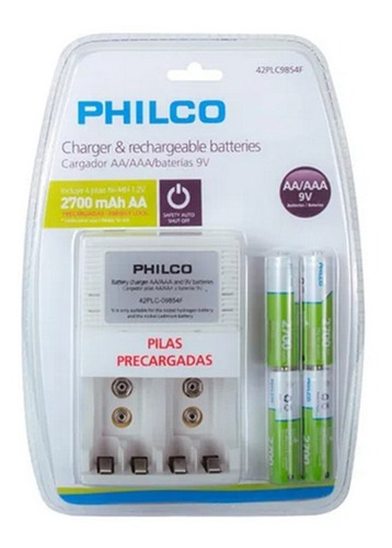 Cargador De Pilas Aa/aaaa Philco + 4 Pilas Aa /chilehogares