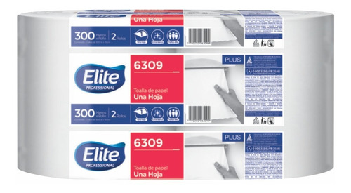 Toallas De Papel Elite Pack De 2 Rollos X300 Mts Bco 6309