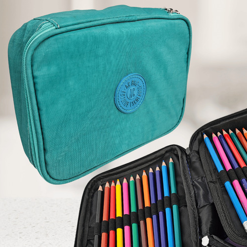 Estojo Box Nylon 100 Pens Ac Bag Sua Cor Cor Menta Liso