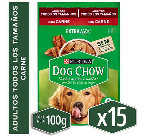 X15 Alimento Húmedo Dog Chow Perro Adulto Sabor Carne 100g