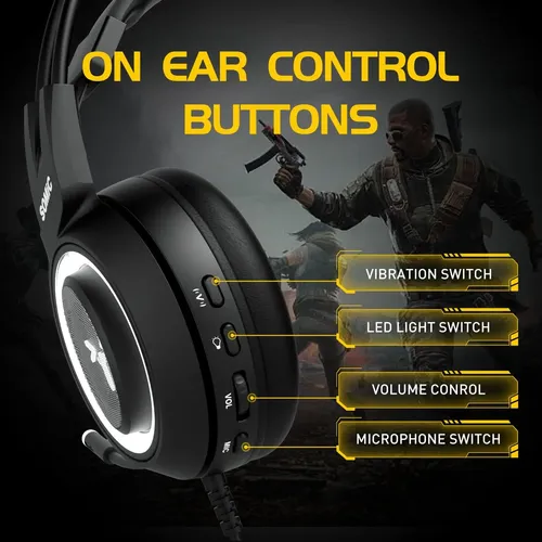 Somic G951black Gaming Headset Para Pc, Ps4, Laptop: 7.1 Led Negro