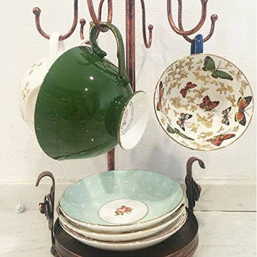Soporte De Tazas De Café De Hierro Bronce Vintage Para Almac