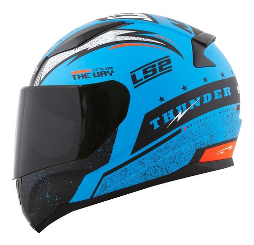 Capacete Ls2 Ff353 Rapid Thunder Azul Laranja Promoção