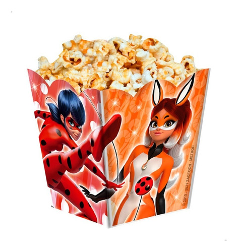 Cajita Pochoclera X 6 U Cumpleaños Infantil Miraculous