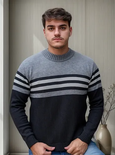 Suéter Blusa De Tricot Masculino Listrado Blusa Lã Masculina