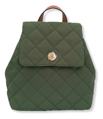 Tommy Hilfiger Mochila Para Mujer Textil Acolchonada Color Verde musgo Diseño de la tela acolchada