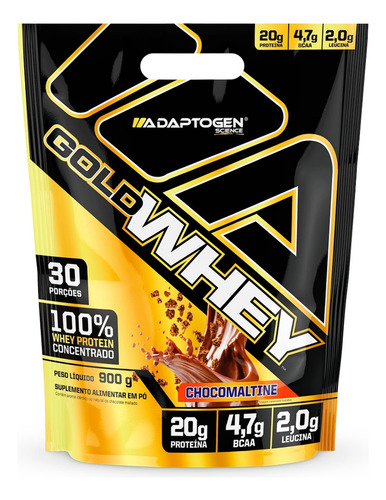 Gold Whey Protein Refil 900g Adaptogen Chocomaltine Sabor Choco Maltine