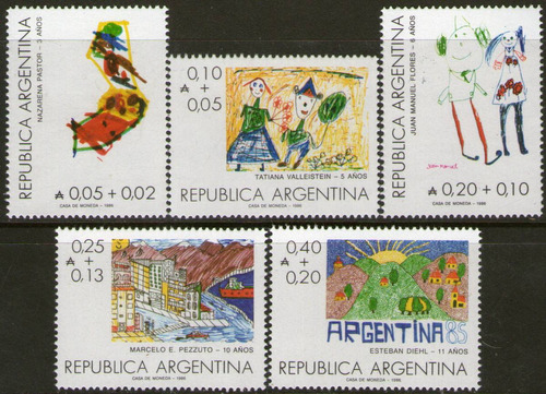 Argentina 5 Sellos Filatelia Argentina = Dibujos Año 1986 