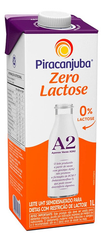 Piracanjuba Leite Semidesnatado Zero Lactose A2a2 1 Litro