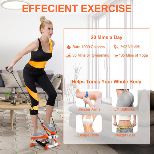 Mini Stepper With Resistance Band, Stair Stepper With...