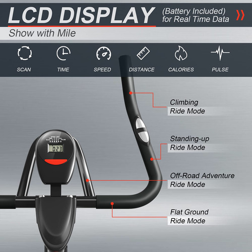 Bicicleta Estática Para Interiores Con Monitor Y Resistencia Negro