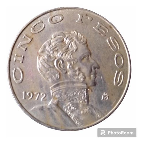 Moneda 5 Pesos, 1972, Vicente Guerrero