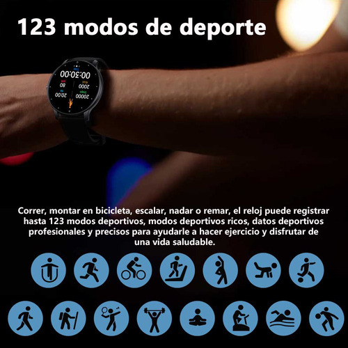 ChiBear Reloj Inteligente Mujeres Hombre Deportivo Llamada Bluetooth Color de la correa Negro