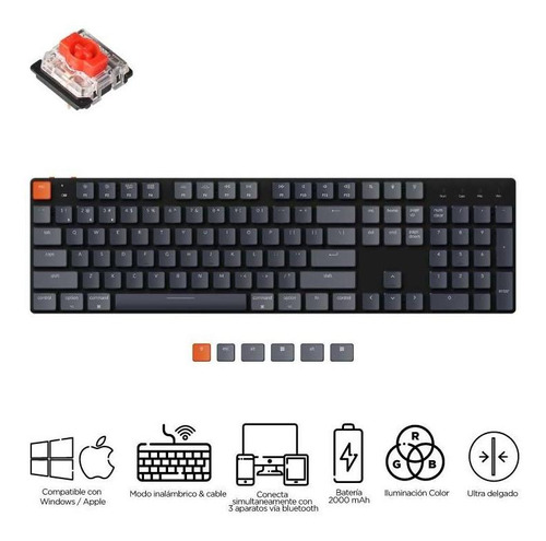 Teclado Mecánico Keychron K5 Inalámbrico 104 Teclas -negro Color del teclado Negro Idioma Inglés US Internacional