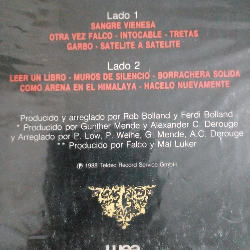 Falco - Wiener Blut Sangre Vienesa (vinilo, Wea, 1988) Estándar Idioma Aleman