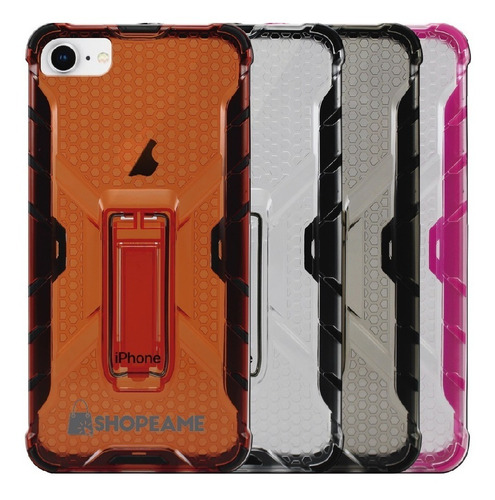 Imagen 1 de 9 de Funda iPhone 7 / 8 Protector Uso Rudo Stand Transparente