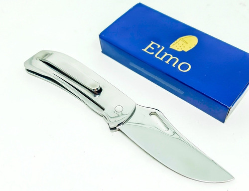 Canivete Elmo Monobloco Com Clip Aço Cirúrgico Inox Original