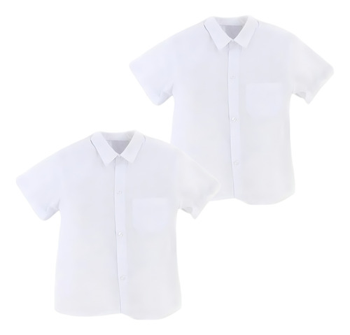 2 Camisas Escolar Blanca Uniforme Manga Corta Vestir Formal