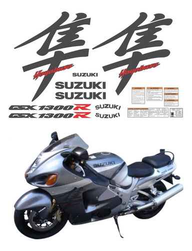 Kit Adesivo Para Suzuki Hayabusa Gsx 1300r 2004 À 2006 16051 Cor Cinza-prata