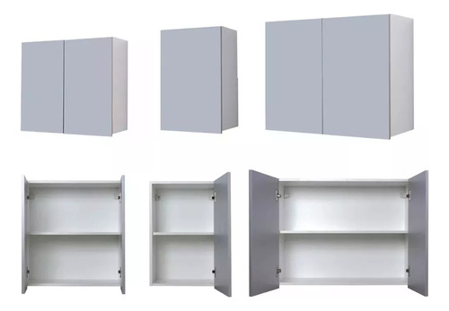 Combo Alacena 180 Cm 5 Puertas Gris Perla Potenza Ricchezze Mueble Cocina