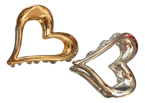 Broche Hebilla Metal Corazón Grande Pelo Cabello Dorado