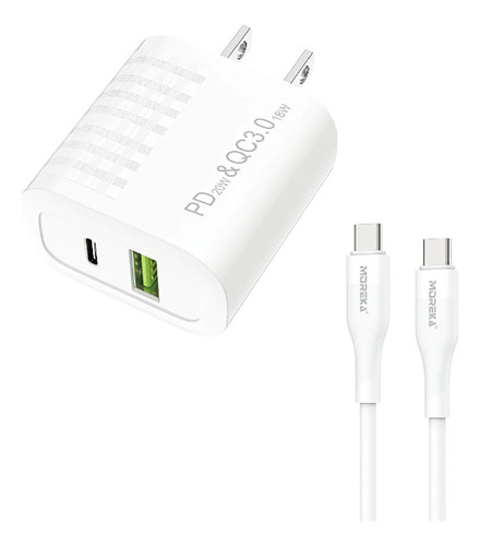 Cargador De Pared 40w Moreka Ac108 Dual Incluye Cable Tipo C
