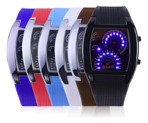 Black Shell Deep Blue - Reloj Led De Aviación Con Esfera En